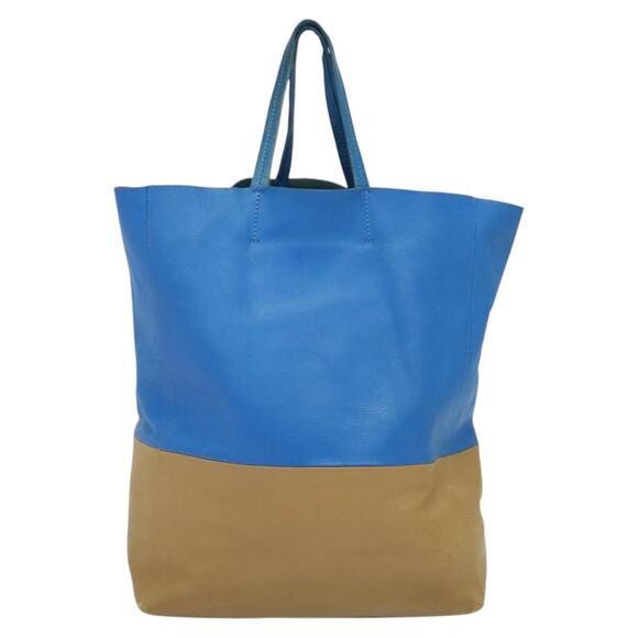 CELINE Horizontalkava Tote Bag Leather Blue Beige - Picture 3 of 12